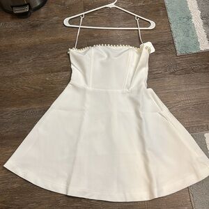 Altar'd State White Mini Dress with Pearl Details